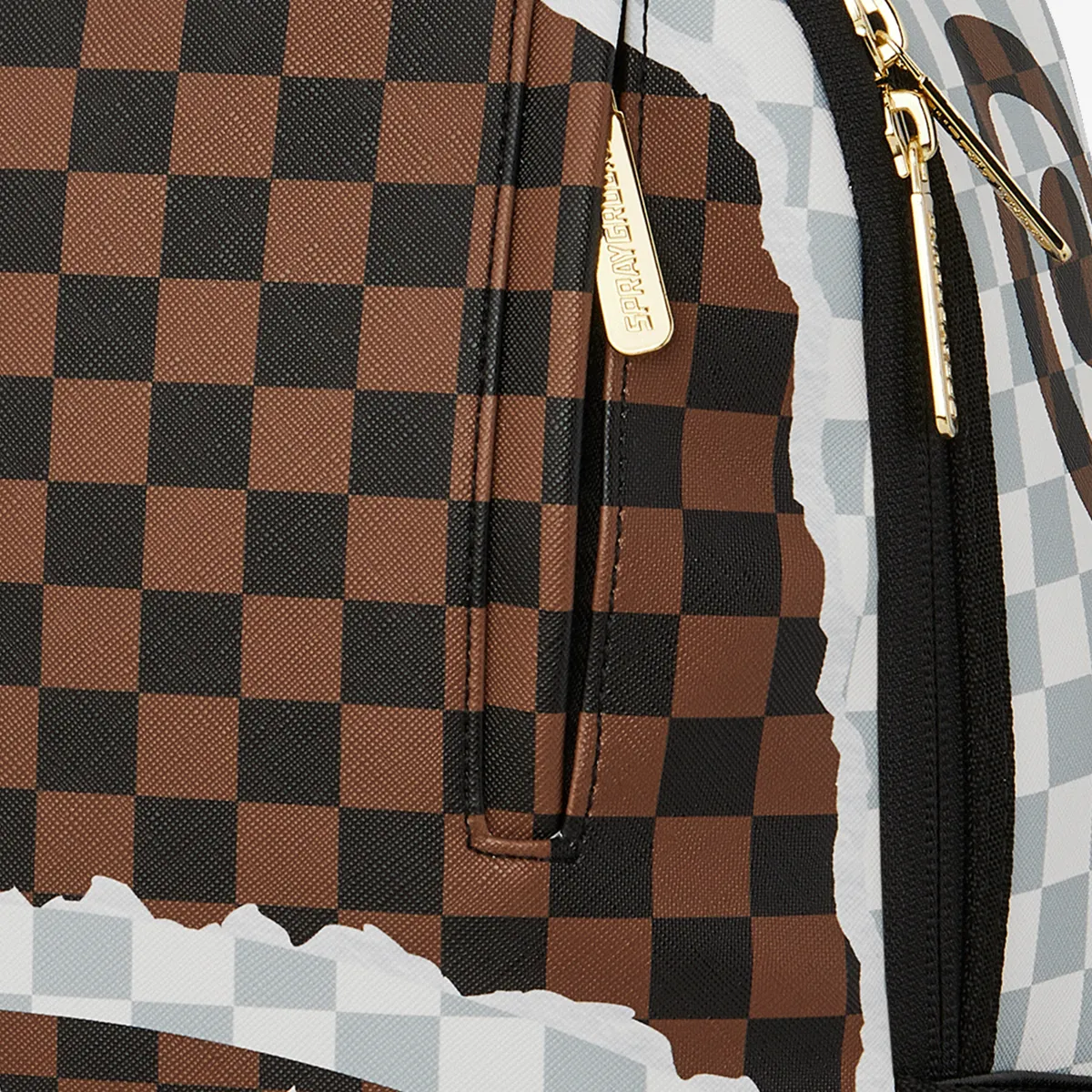 SPRAYGROUND Rucsac CREAM AND BROWN TEAR CHECK BACKPACK 