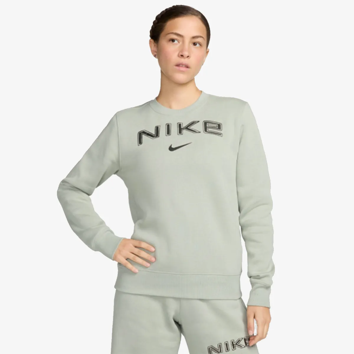 NIKE Tricou maneca lunga W NSW PHNX FLC STD LOGO CREW 