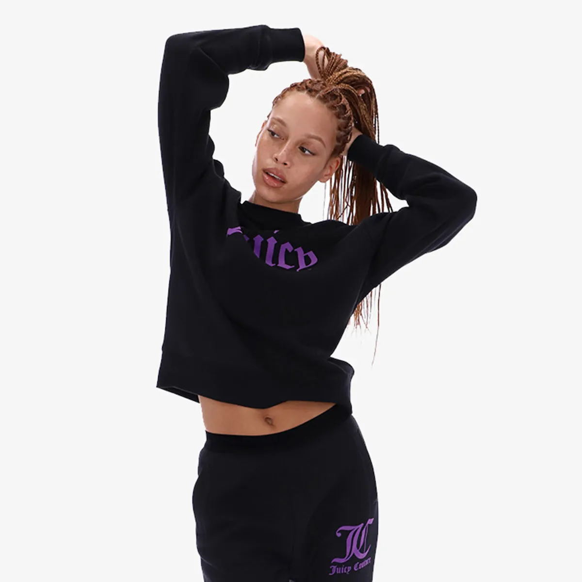 JUICY COUTURE Hanorac BLACK FLOCKED CREW NECK SWEATSHIRT<br /><br /> 