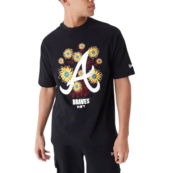 NEW ERA Sapca MLB FLORAL LOGO OS TEE ATLBRA  BLKWHI 
