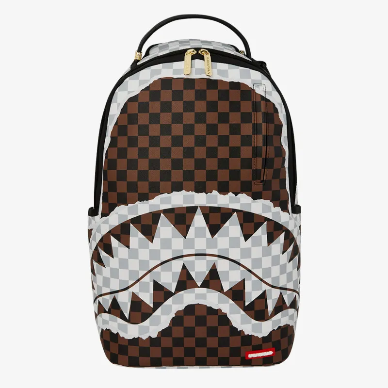 SPRAYGROUND Rucsac CREAM AND BROWN TEAR CHECK BACKPACK