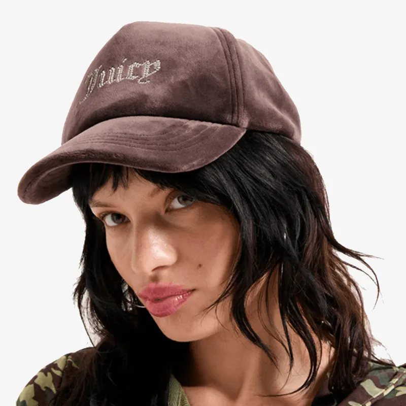 JUICY COUTURE Sapca VELOUR & DIAMANTE BASEBALL CAP