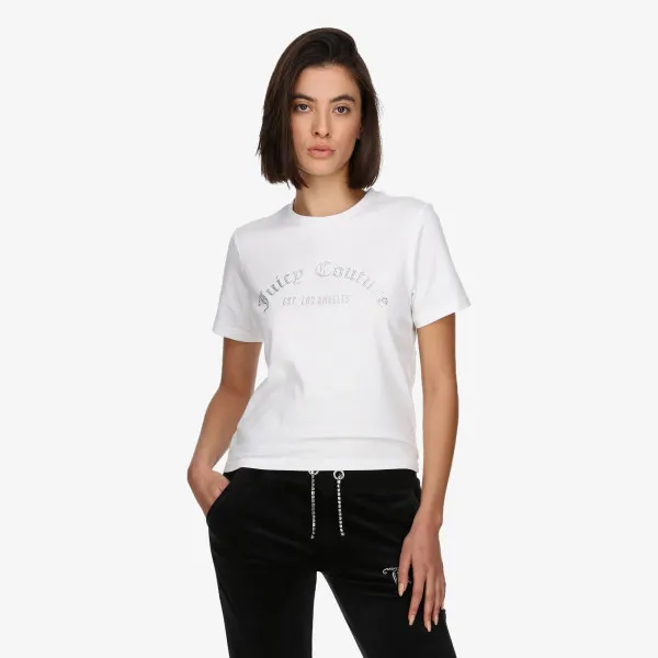 JUICY COUTURE Tricou BLACK ARCHED DIAMANTE GIRLFRIEND TEE 