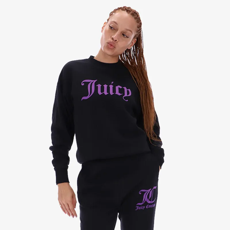 JUICY COUTURE Hanorac BLACK FLOCKED CREW NECK SWEATSHIRT<br /><br /> 